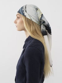 Foulard pierre semi-précieuse en soie - Multicolor Blue