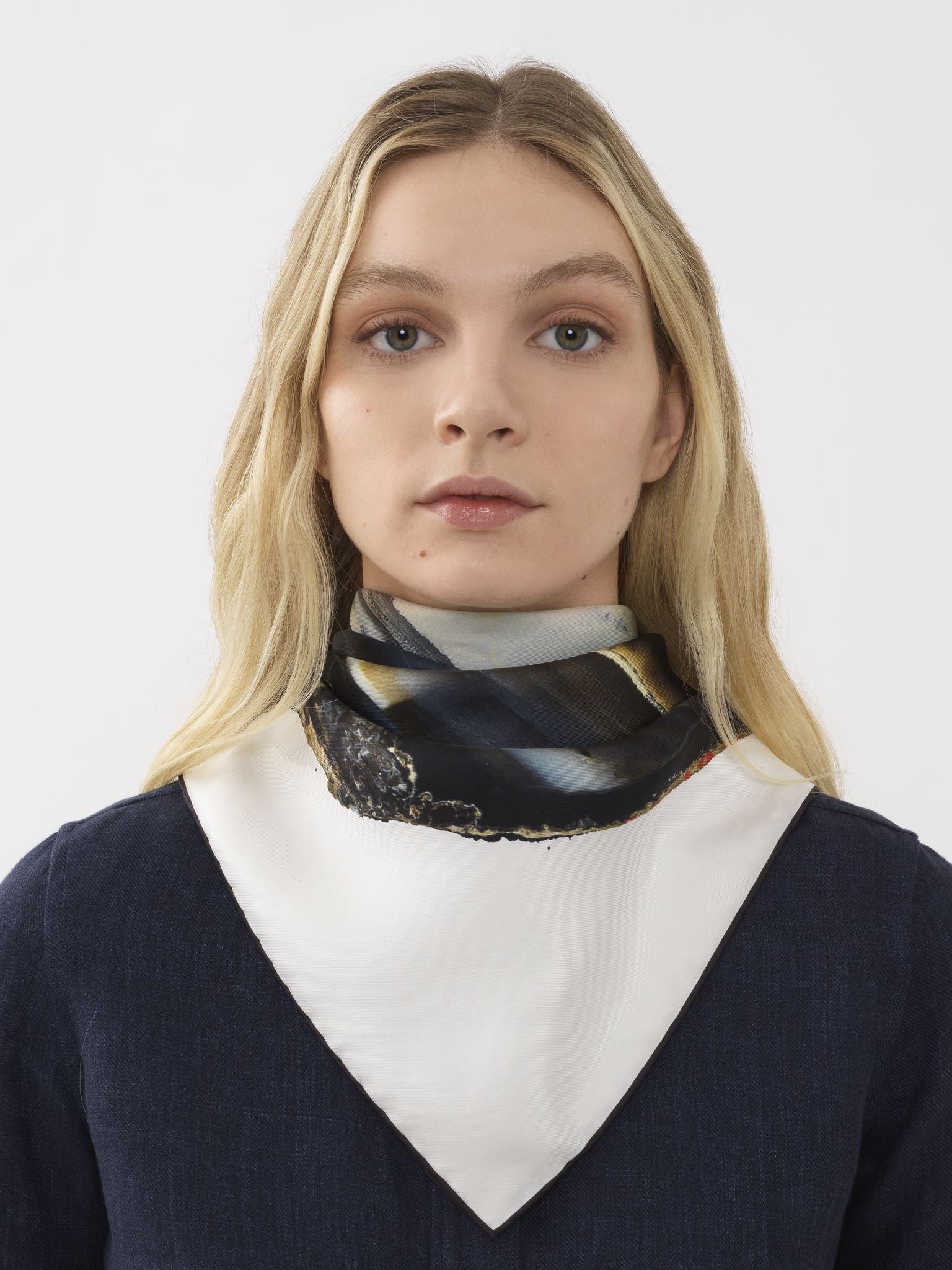Foulard pierre semi-précieuse en soie - Multicolor Blue
