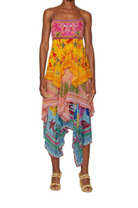 Robe midi Mixed Scarves - Jaune