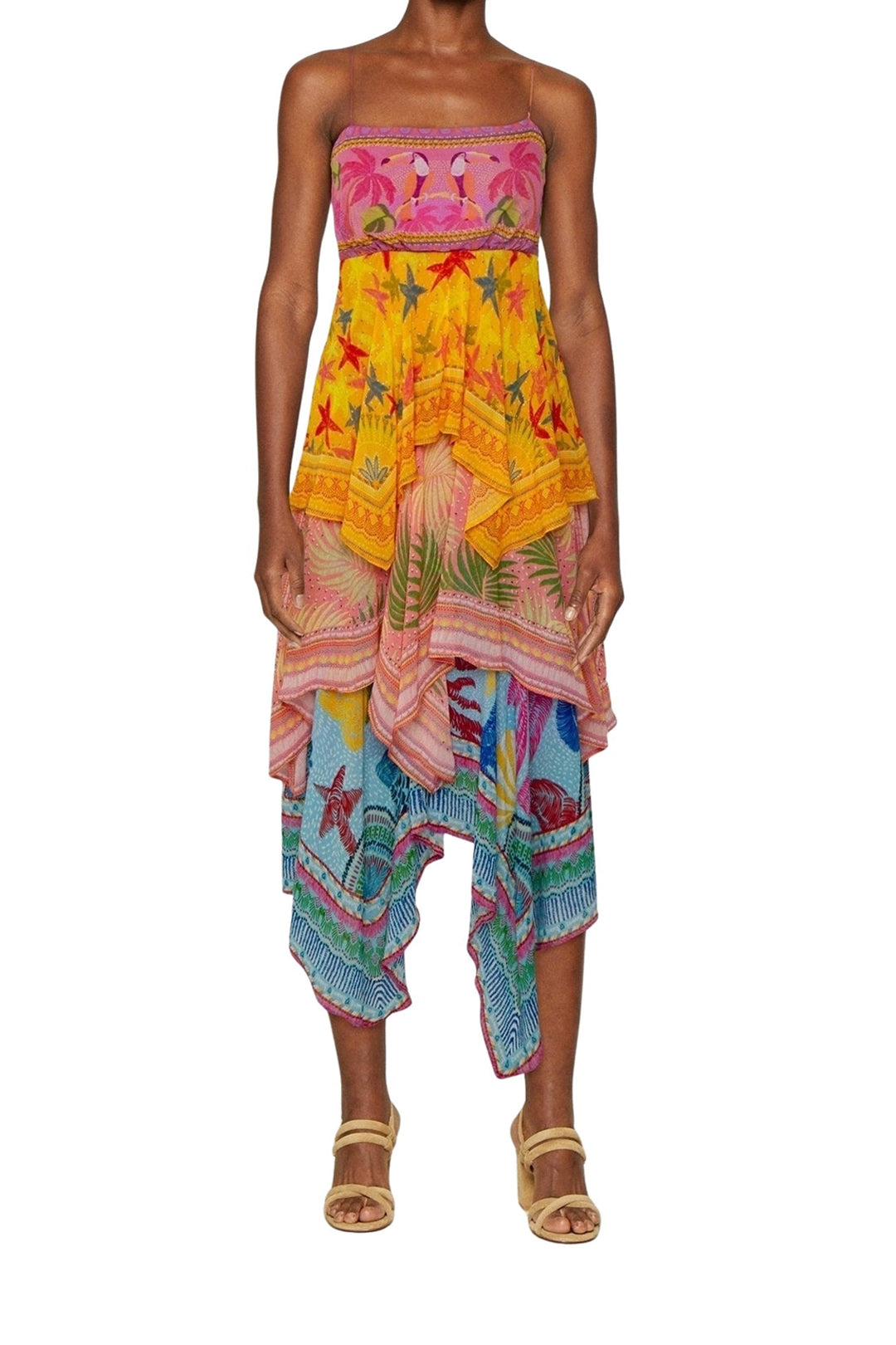 Robe midi Mixed Scarves - Jaune