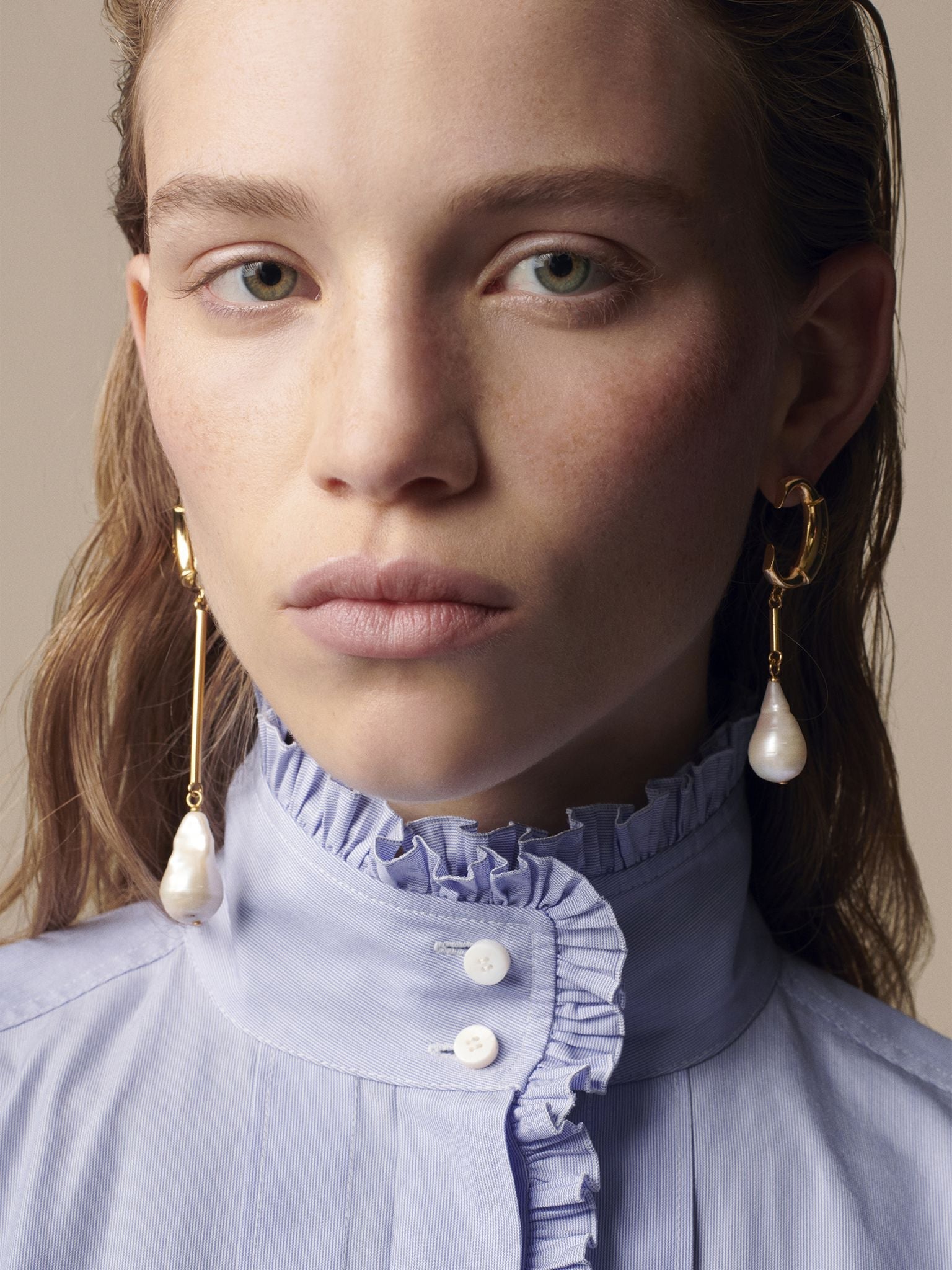 Boucles d’oreilles Darcey en laiton - Pearl