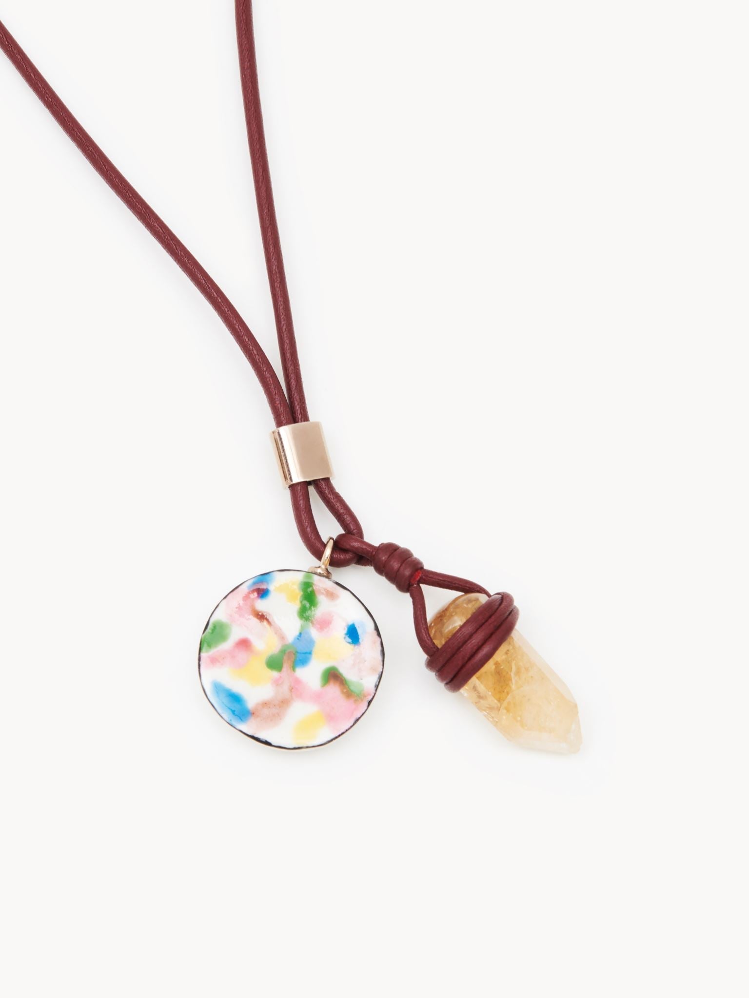 Collier Jemma en cuir - Purple Yellow