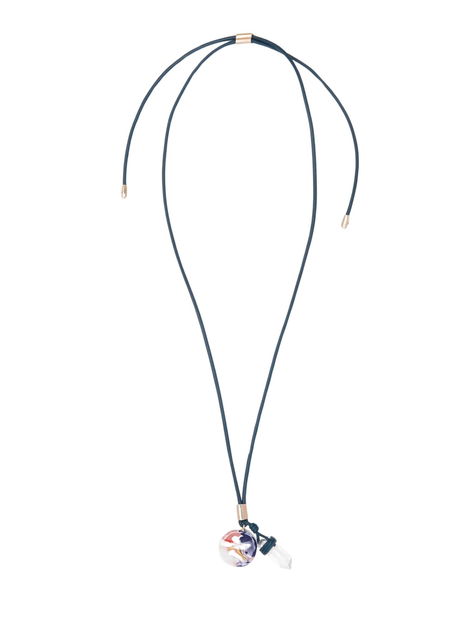 Collier Jemma en cuir et pierre semi préçieuse - Vert Blanc
