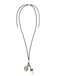 Collier Jemma en cuir et pierre semi préçieuse - Vert Garçonne Foncé