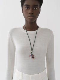 Collier Jemma en cuir et pierre semi préçieuse - Vert Rose
