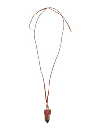 Collier moyen Jemma en cuir et pierre semi préçieuse - Dark Sepia Brown