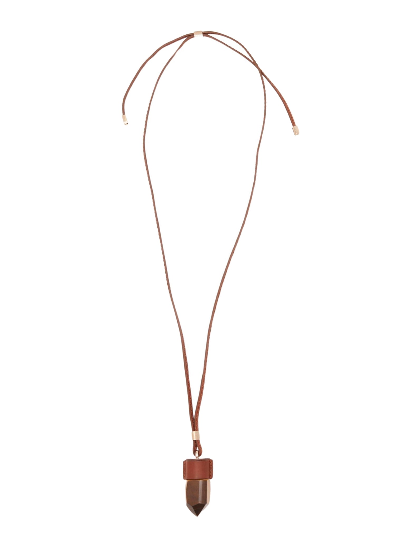 Collier moyen Jemma en cuir et pierre semi préçieuse - Dark Sepia Brown
