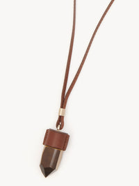 Collier moyen Jemma en cuir et pierre semi préçieuse - Dark Sepia Brown