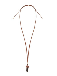 Collier mini Jemma en cuir et pierre semi préçieuse - Dark Sepia Brown