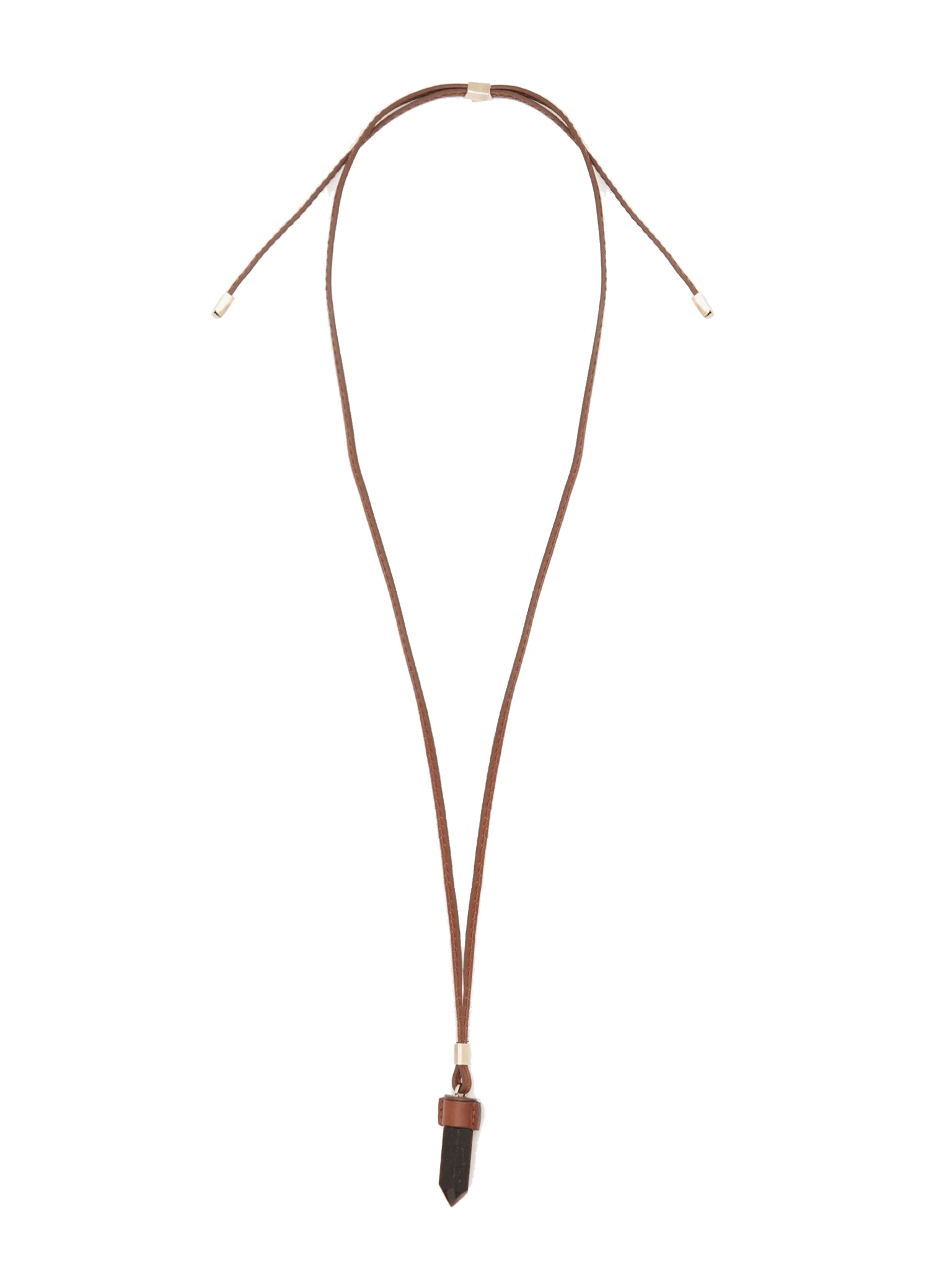 Collier mini Jemma en cuir et pierre semi préçieuse - Dark Sepia Brown