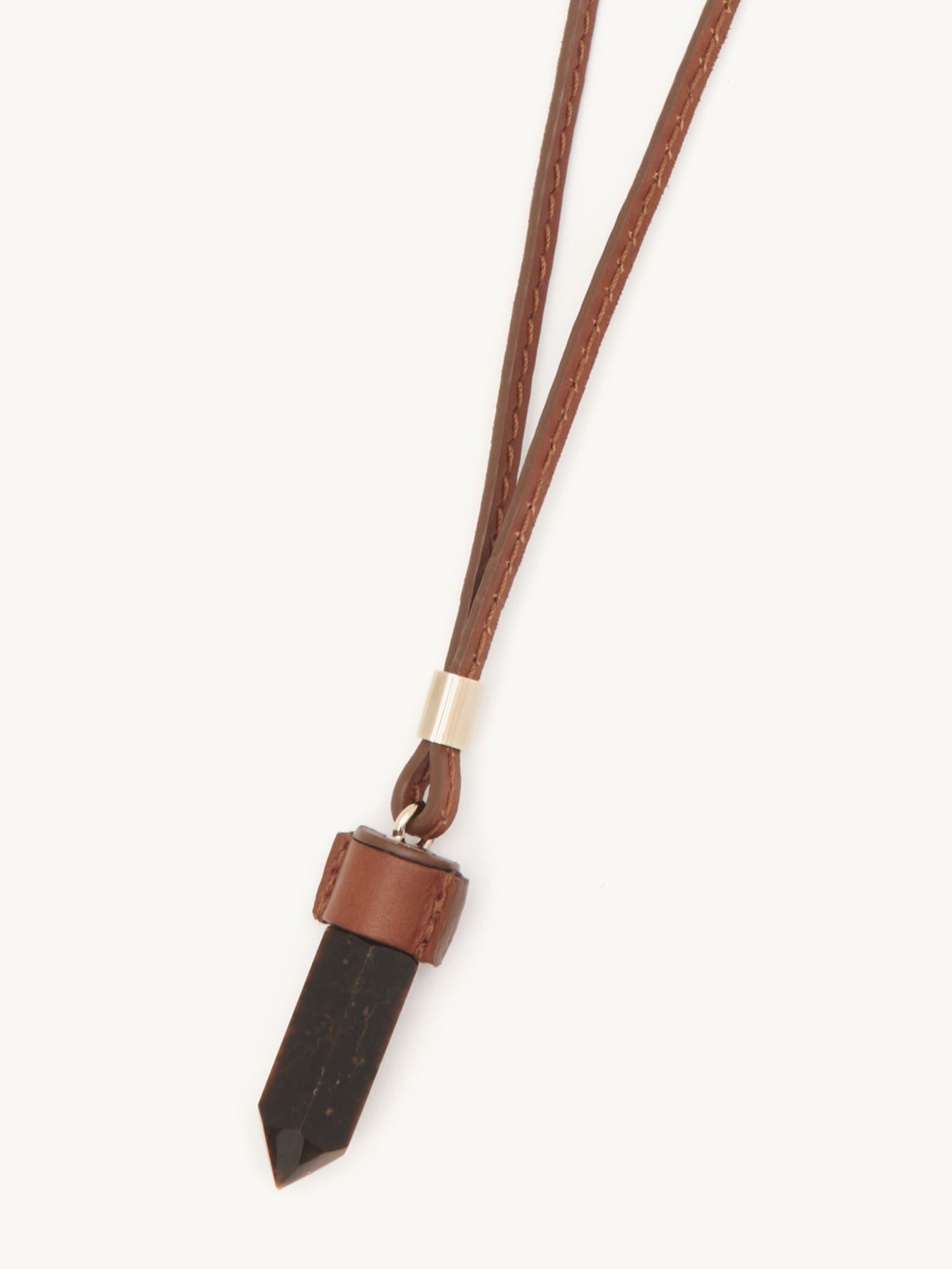 Collier mini Jemma en cuir et pierre semi préçieuse - Dark Sepia Brown