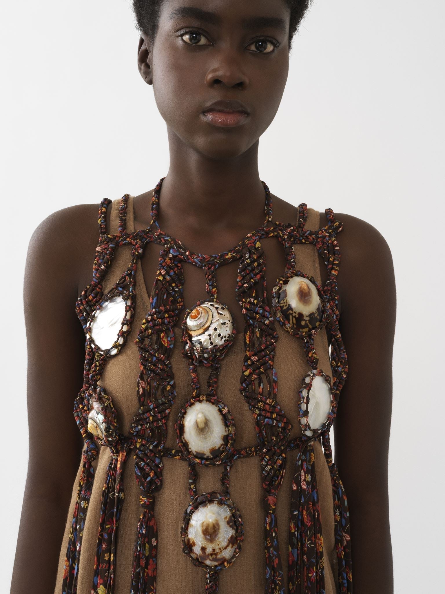 Plastron Larry en soie - Multicolor Brown