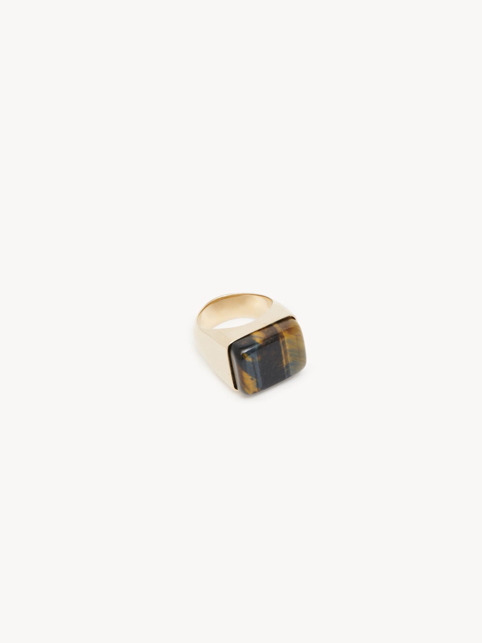 Bague Nancy avec chaîne en laiton - Gold & Tiger Eye