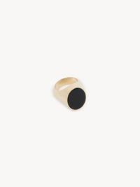 Bague Nancy avec chaîne en laiton - Gold & Black Obsidian