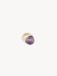 Bague Nancy avec chaîne en laiton - Gold & Amethyst