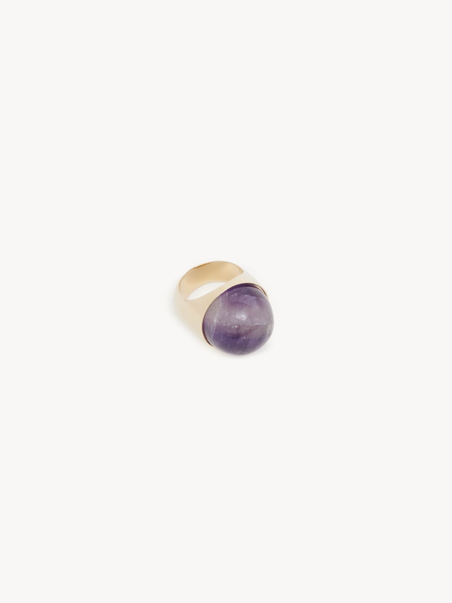 Bague Nancy avec chaîne en laiton - Gold & Amethyst