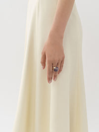 Bague Nancy avec chaîne en laiton - Gold & Amethyst