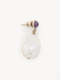 Boucles d'oreilles Darcey améthyste et perles en laiton - White & Purple