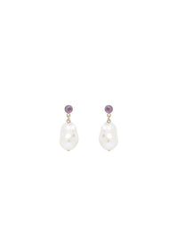 Boucles d'oreilles Darcey améthyste et perles en laiton - White & Purple