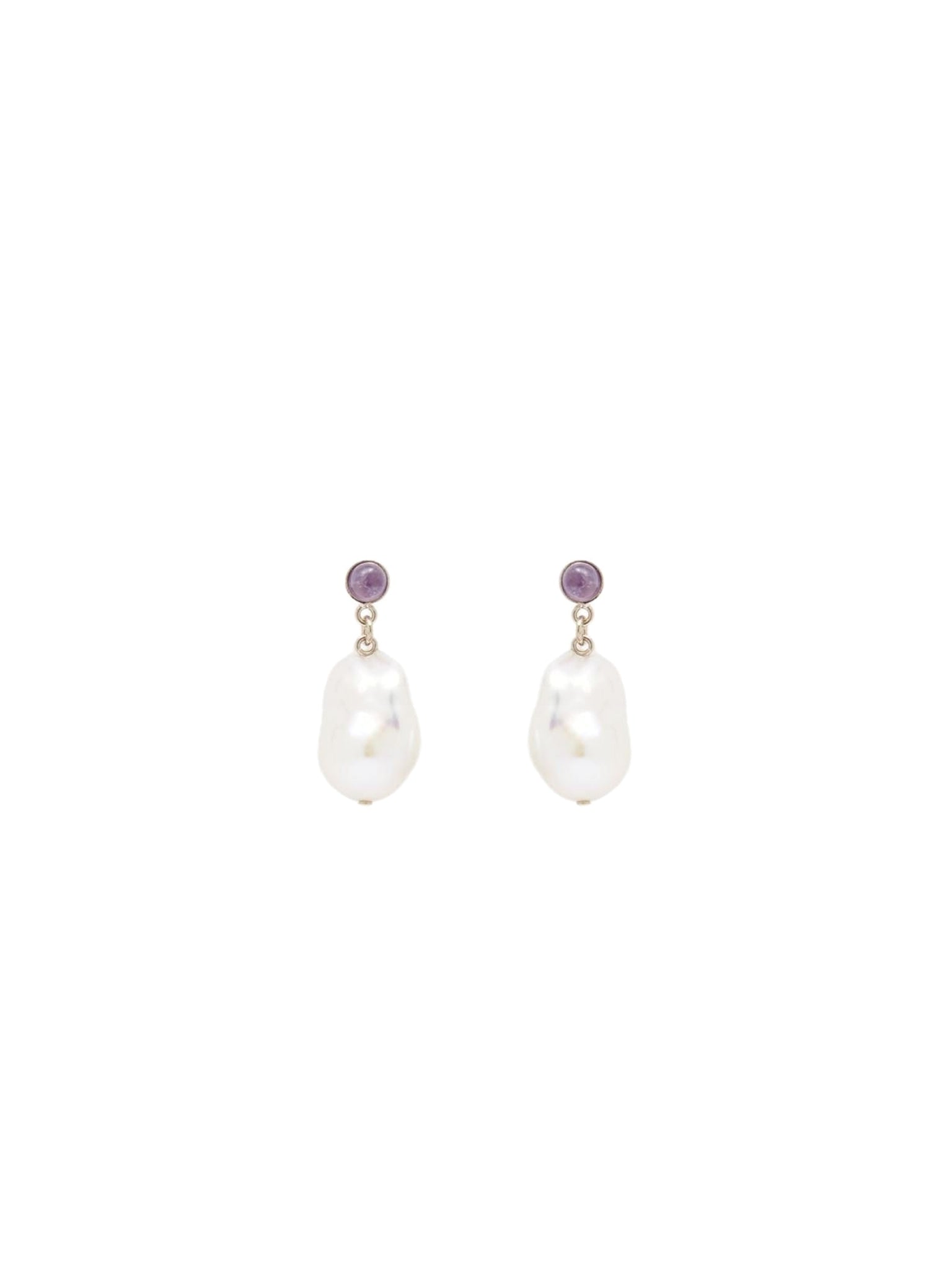 Boucles d'oreilles Darcey améthyste et perles en laiton - White & Purple