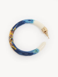 Boucles d’oreilles créoles en laiton - Blue & White