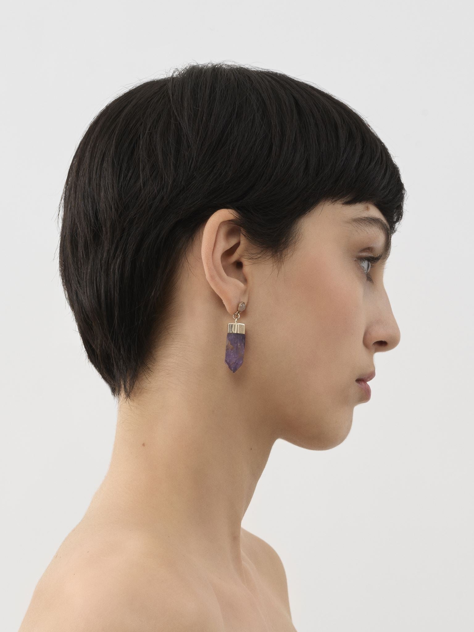 Boucles d’oreilles Jemma en laiton et pierre semi préçieuse - Purple & Pink