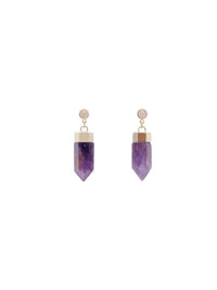 Boucles d’oreilles Jemma en laiton et pierre semi préçieuse - Purple & Pink