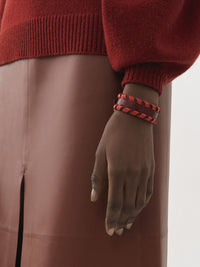 Braçelet Mony en cuir - Red & Orange