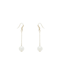Boucles d’oreilles pendantes Darcey verre soufflé nacré en laiton - Pearl