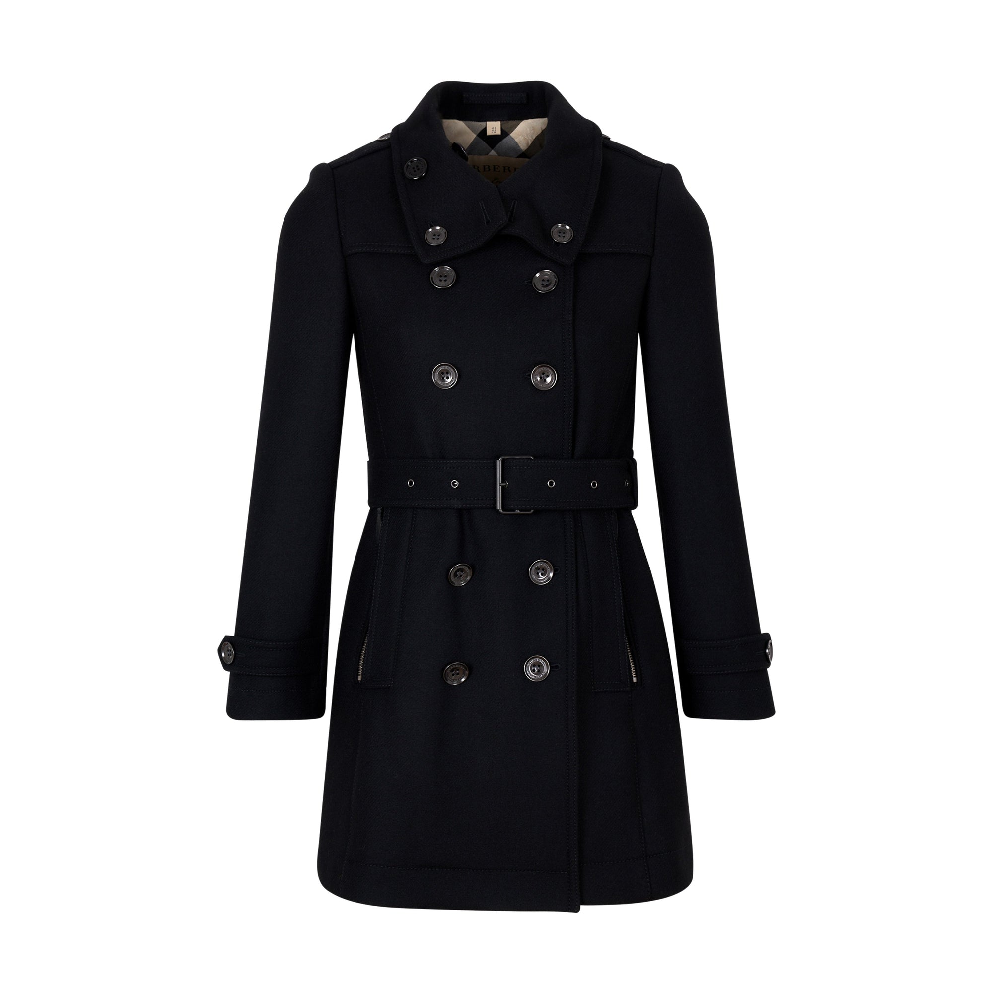 Trench-coat court en double sergé de laine - Black