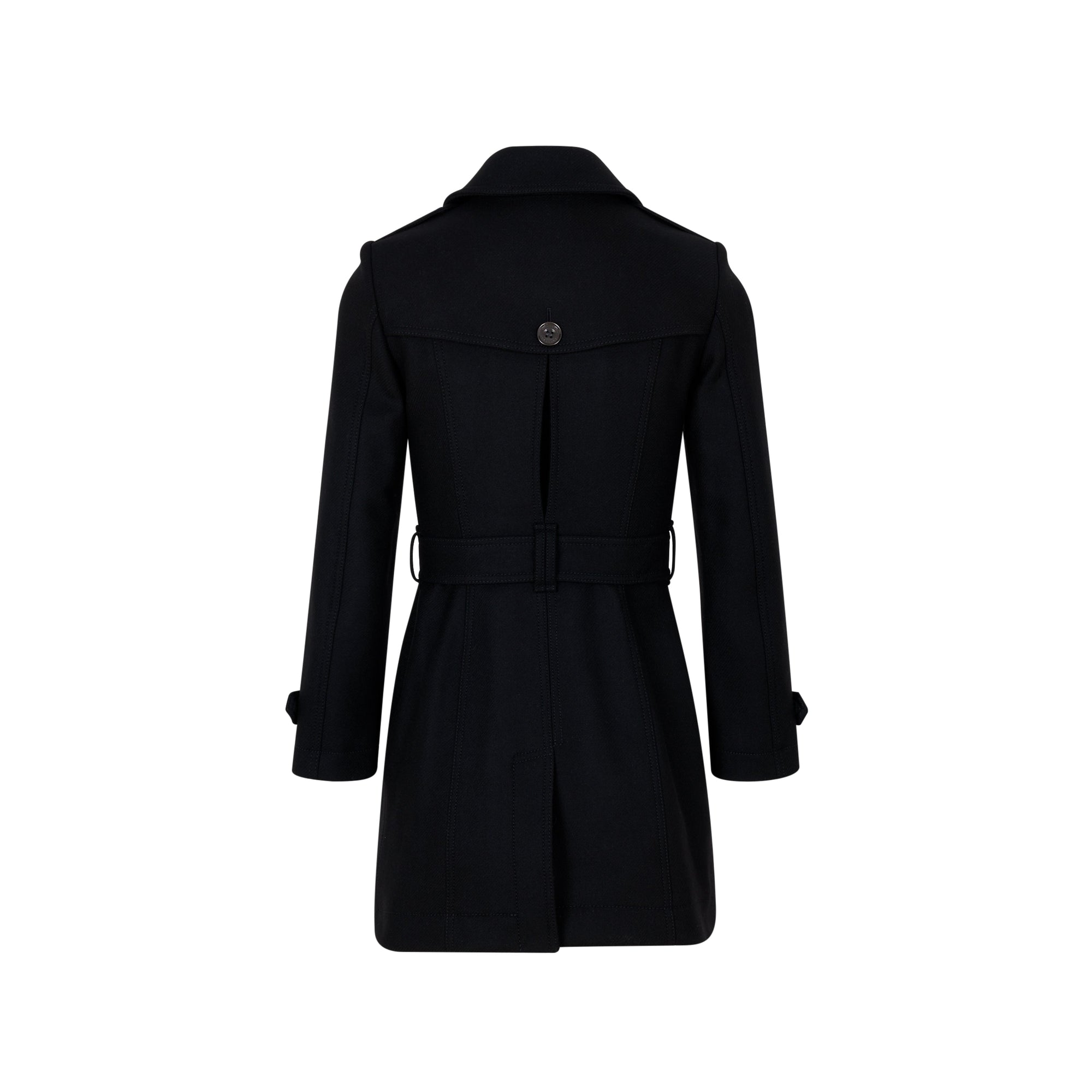 Trench-coat court en double sergé de laine - Black