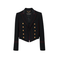 Veste militaire en sergé de soie et de laine - Black