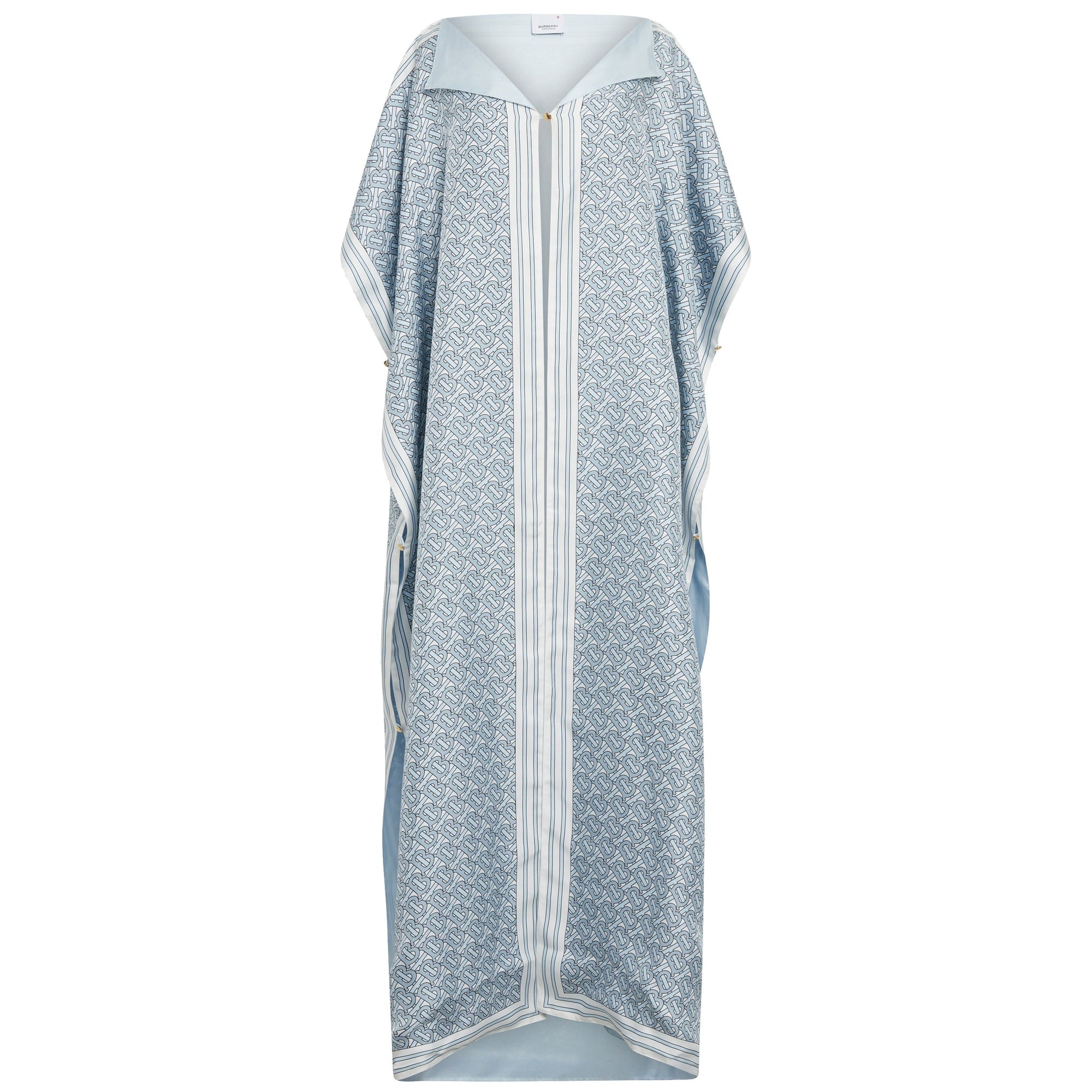 Cape longue à motif monogramme en soie - Pale Blue