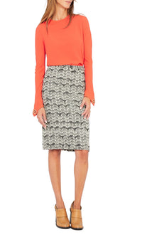 Jupe crayon en tweed résille - Écru Noir