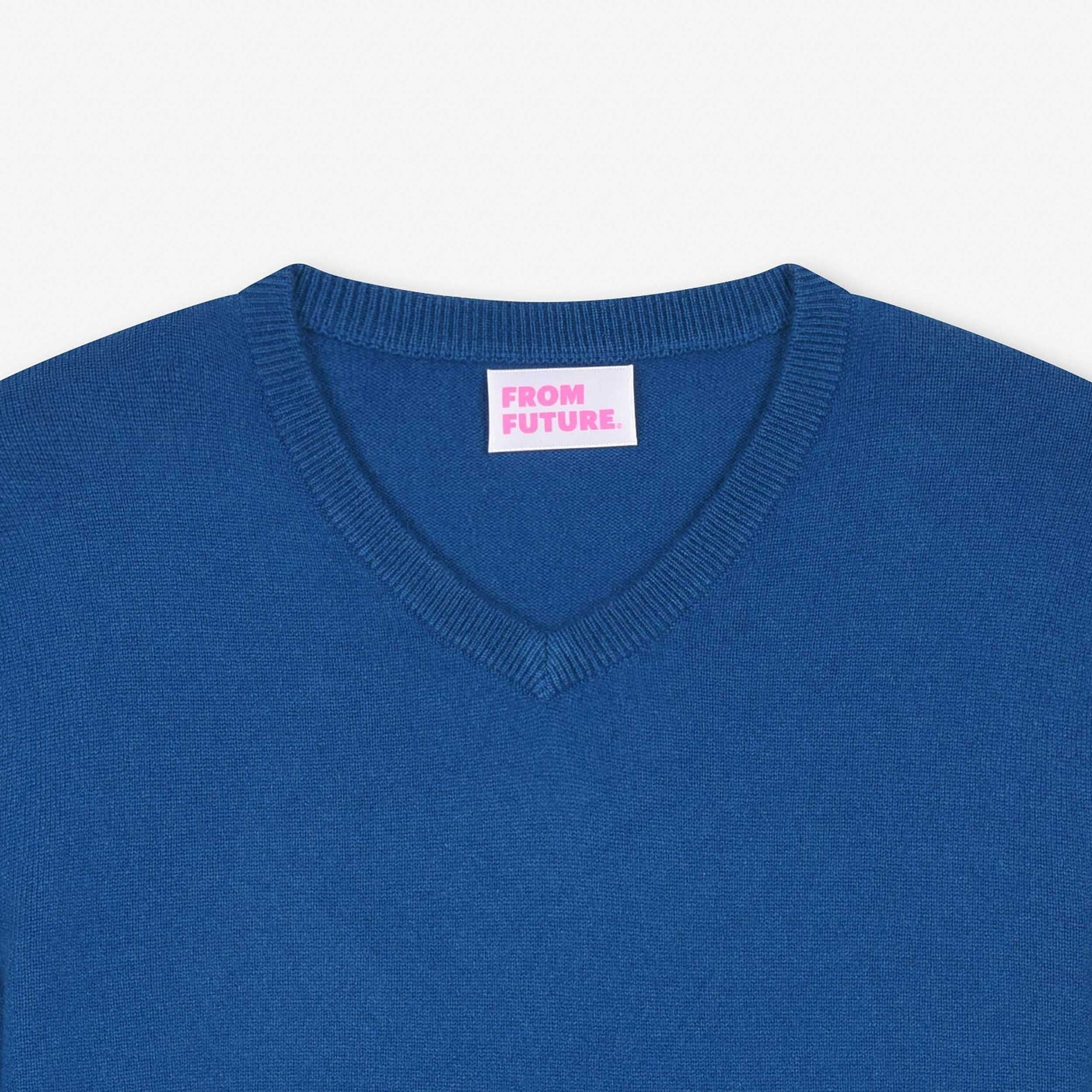 Pull à col V Baby en cachemire - English Blue