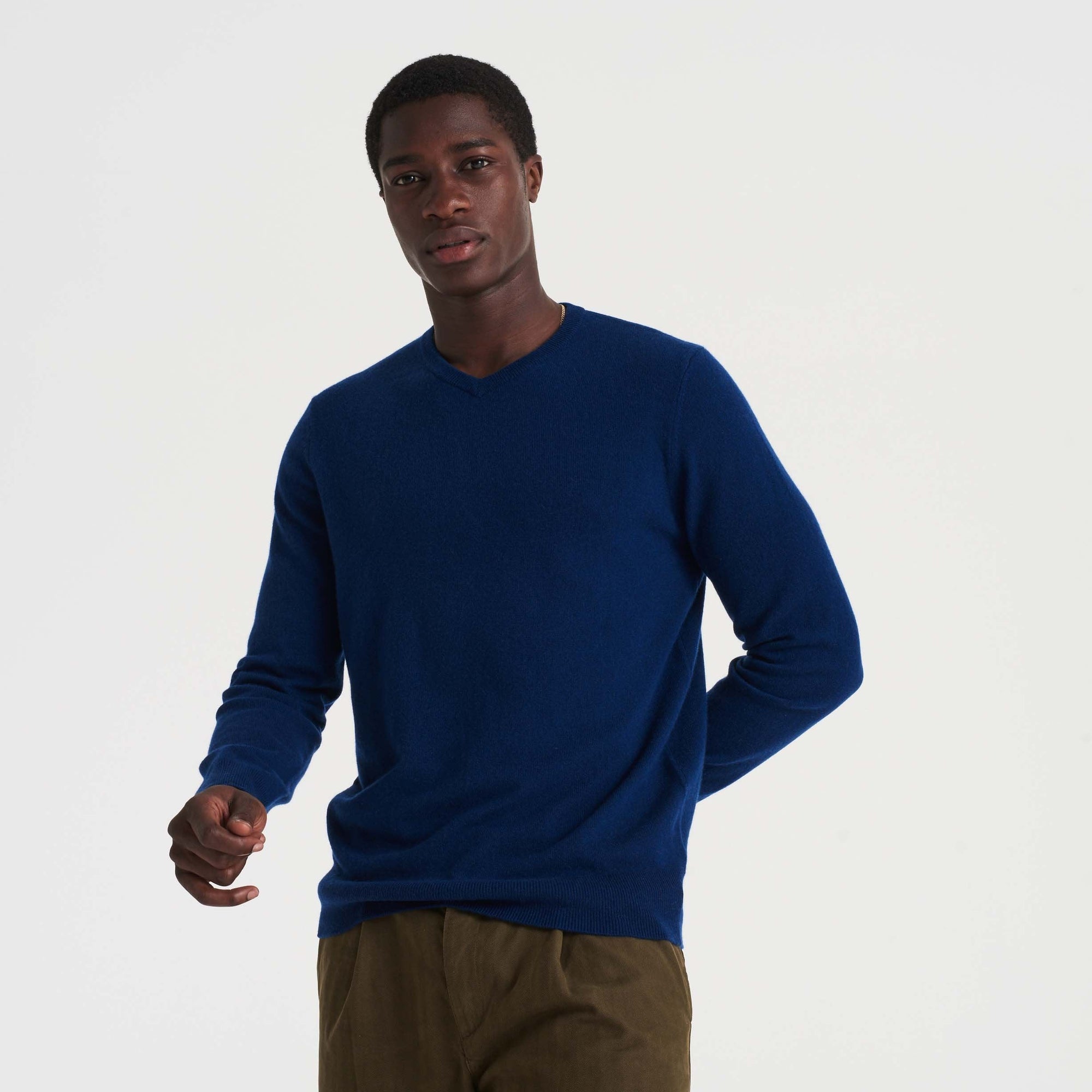 Pull à col V Baby en cachemire - Indigo-Blue