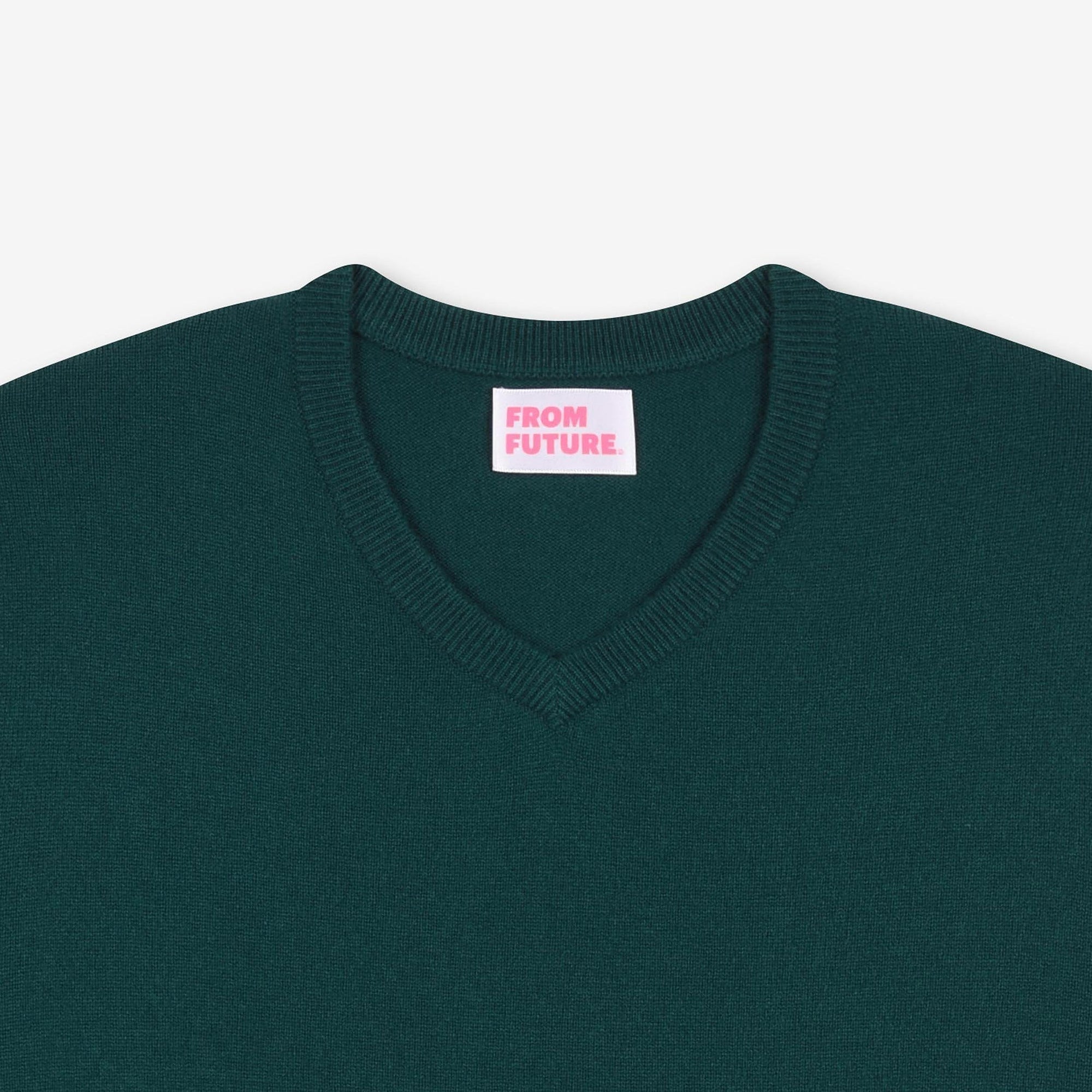 Pull à col V Baby en cachemire - English Green