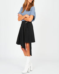 Jupe courte en gabardine de laine - Noir