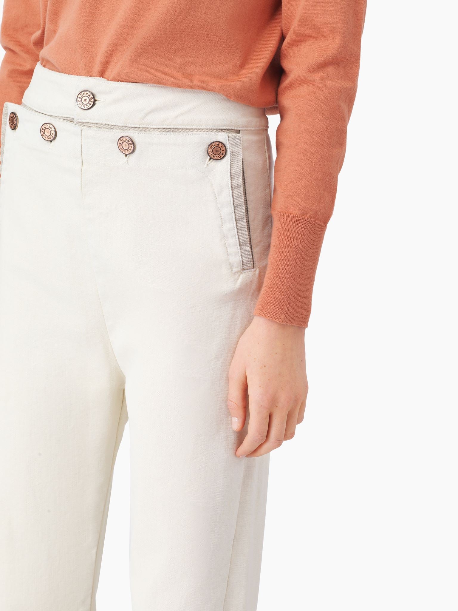 Pantalon à pont en denim sable - Bleached Khaki