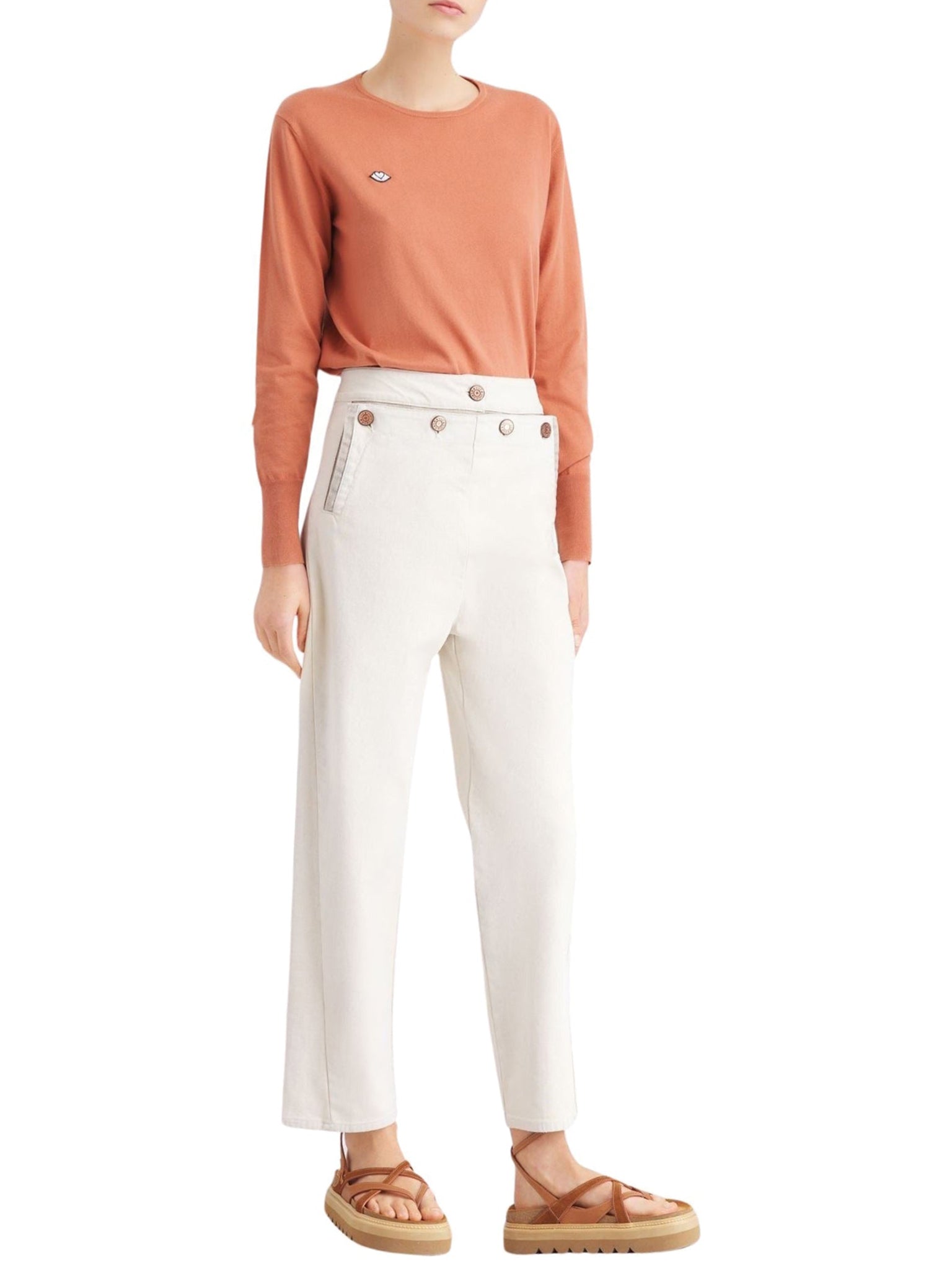Pantalon à pont en denim sable - Bleached Khaki