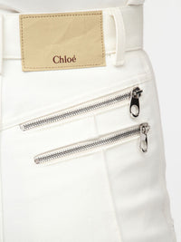 Pantalon évasé à zip - Dusty White