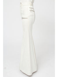 Pantalon évasé à zip - Dusty White