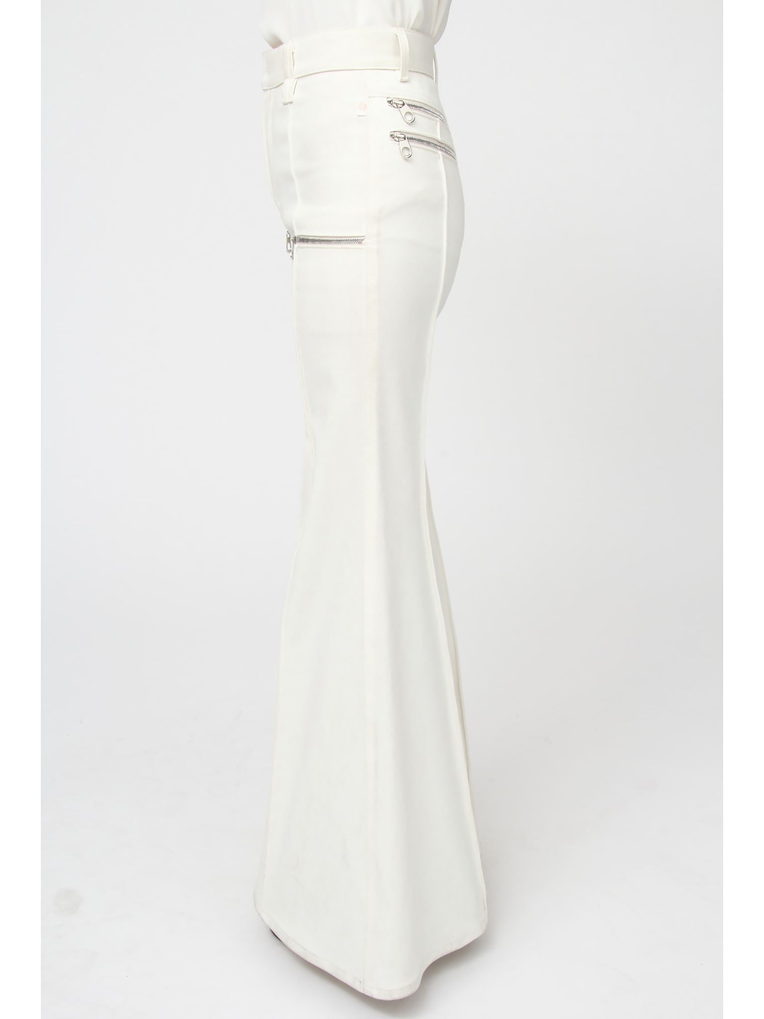 Pantalon évasé à zip - Dusty White