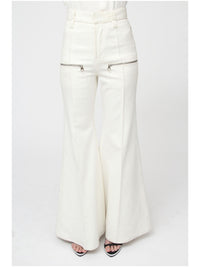 Pantalon évasé à zip - Dusty White