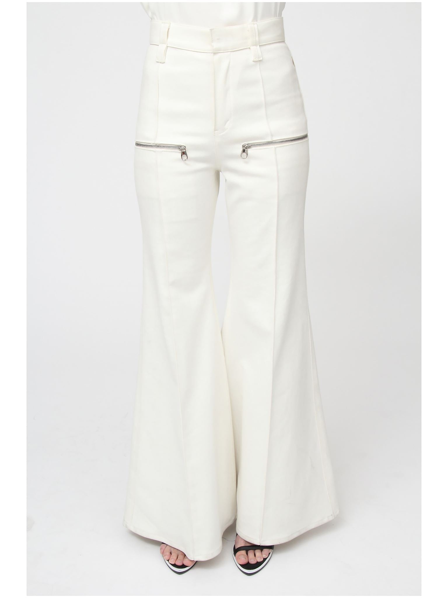 Pantalon évasé à zip - Dusty White