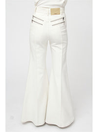 Pantalon évasé à zip - Dusty White