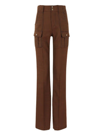 Pantalon évasé en laine à motif pied-de-poule - Orange & Green