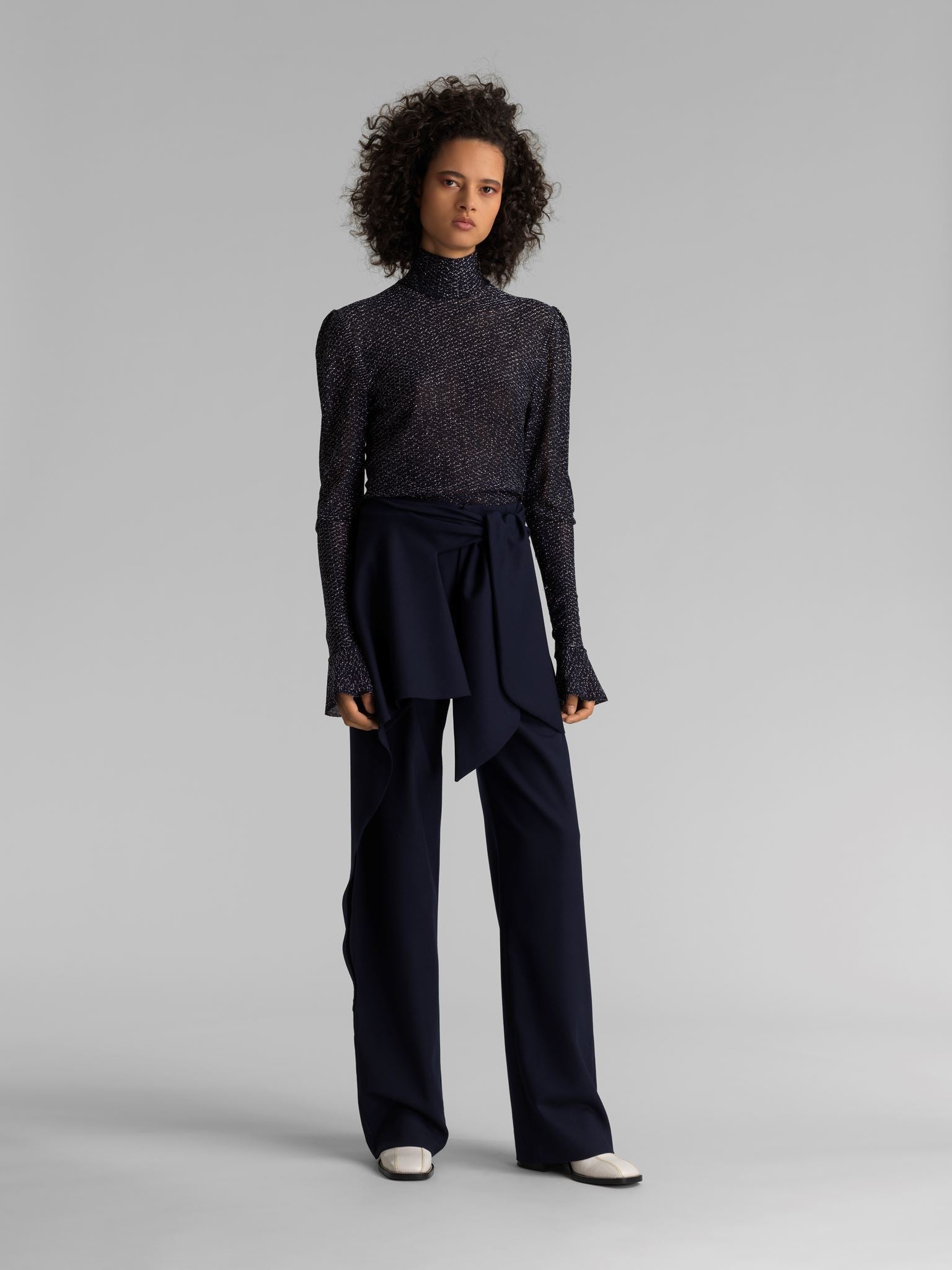 Pantalon noué en soie - Nuit Orageuse