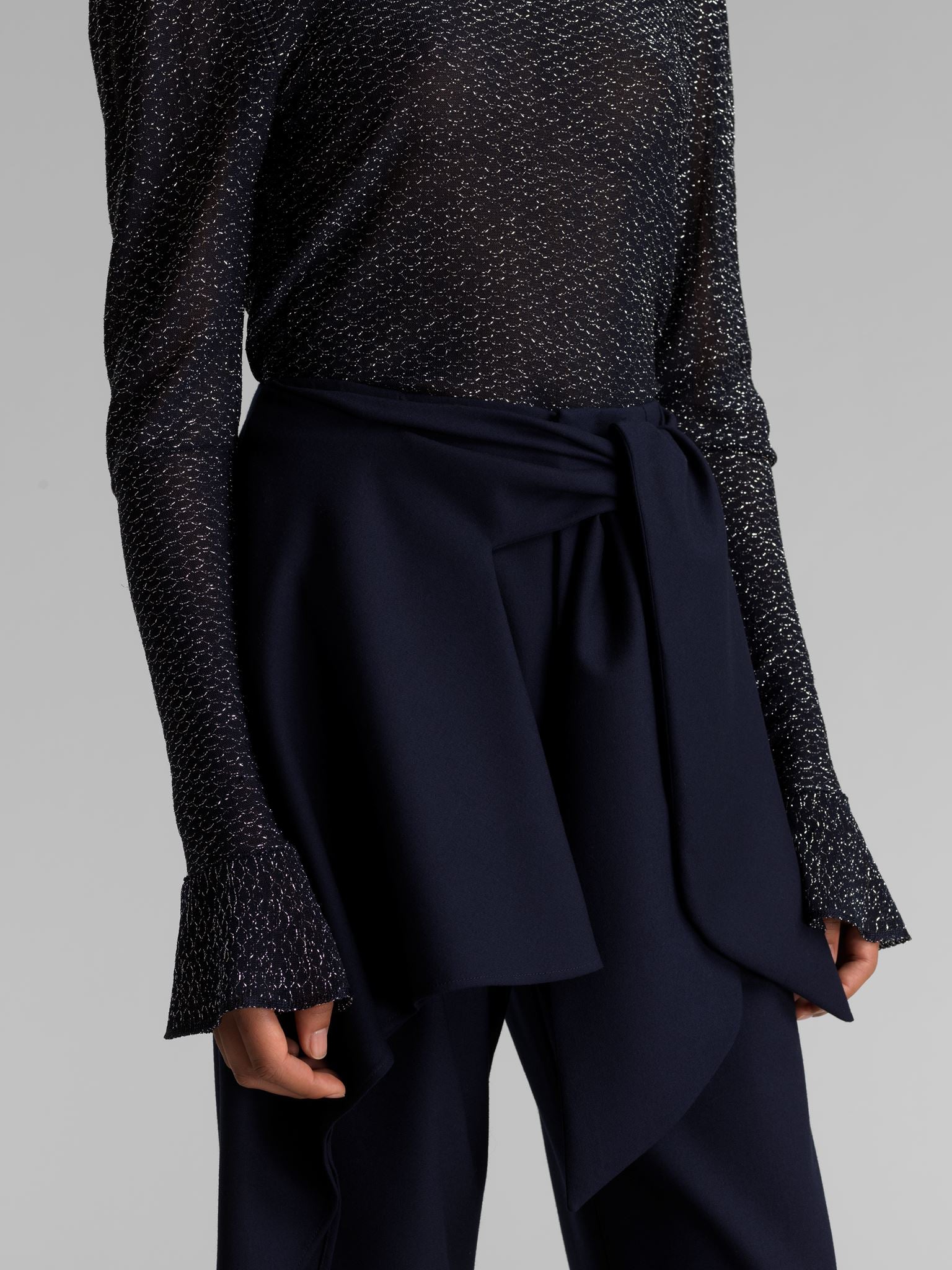 Pantalon noué en soie - Nuit Orageuse
