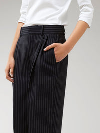 Pantalon carotte en laine - Ink Navy